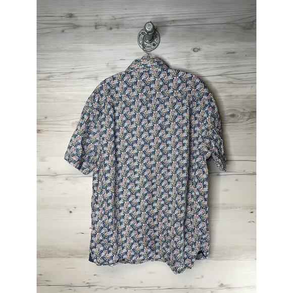 Thread & Cloth Shirt Mens XL Teal Floral Print 100% Cotton Short Sleeve Casual - Picture 10 of 10